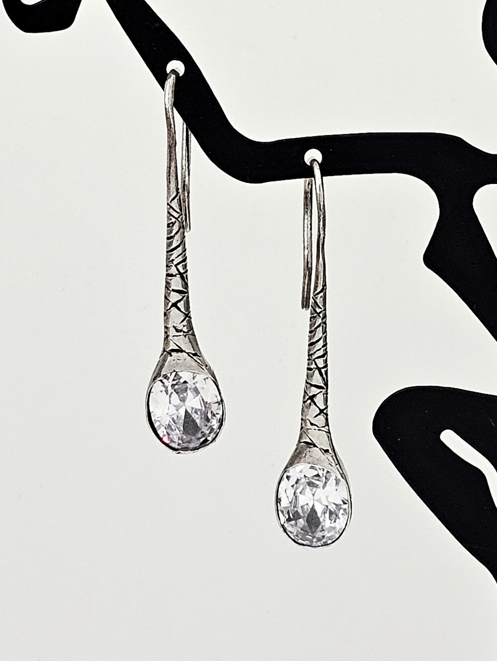 Silpada HTF Sterling Silver 'Falling Star' Faceted CZ Drop Earrings W2382